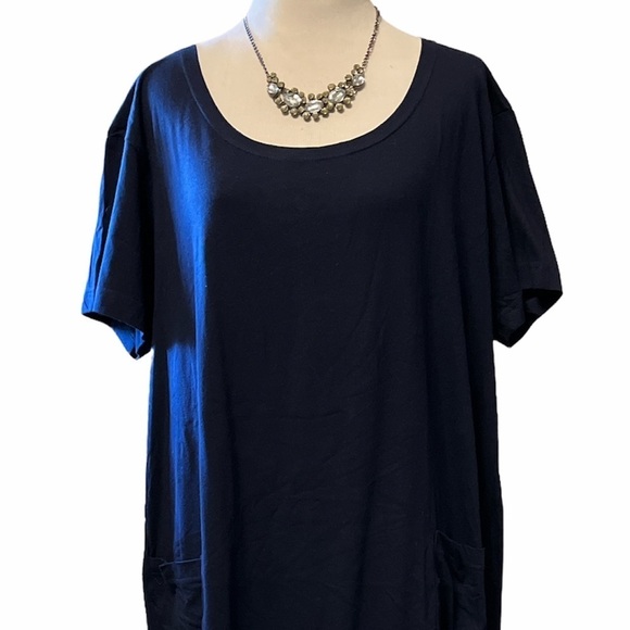 Ingear Resort Wear long blue short sleeve dress with pockets and side slits - Picture 2 of 12